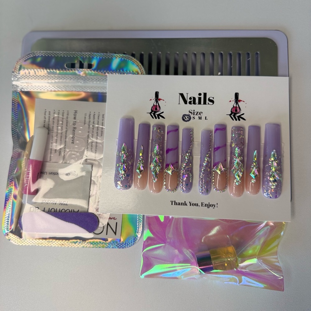 Purple Tie Dye Nails | Custom Press On Nails | High Quality Nails | Handmade
